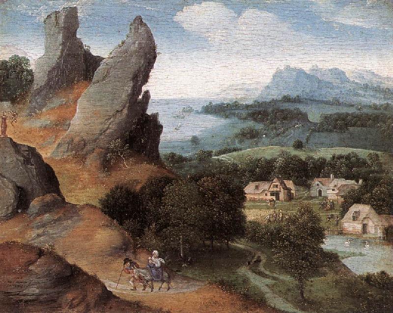 PATENIER, Joachim Landscape with the Flight into Egypt agh Germany oil painting art